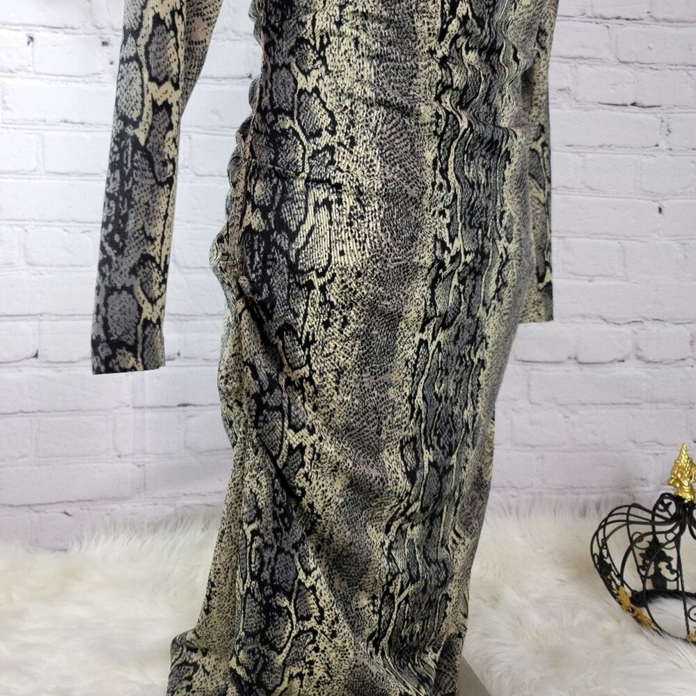 PHILOSOPHY Republic Snakeskin Print Bodycon Dress Ruched Side Back Night Out - Picture 7 of 16